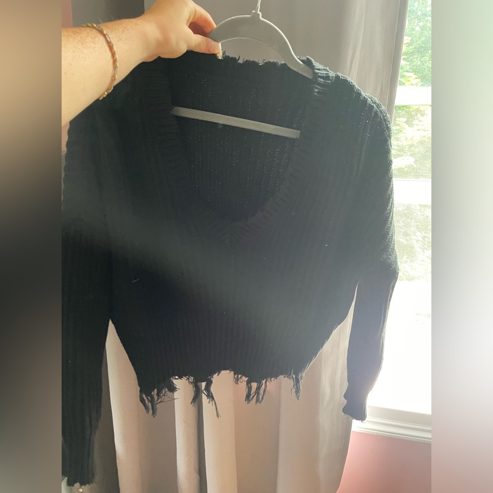 Amazon xs/s black ripped sweater